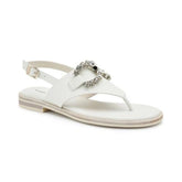 Frau 86M5 Sandalo Infradito con Accessorio Gioiello Off White